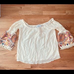 Embroidered Bohemian Off The Shoulder Top
